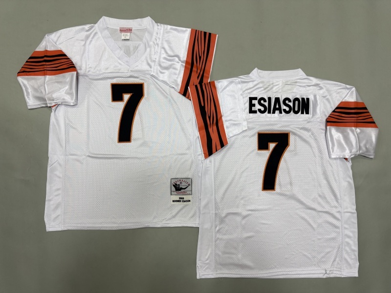 Men 2025 Cincinnati Bengals #7 Esiason white Throwback Limited NFL Jersey style 001
